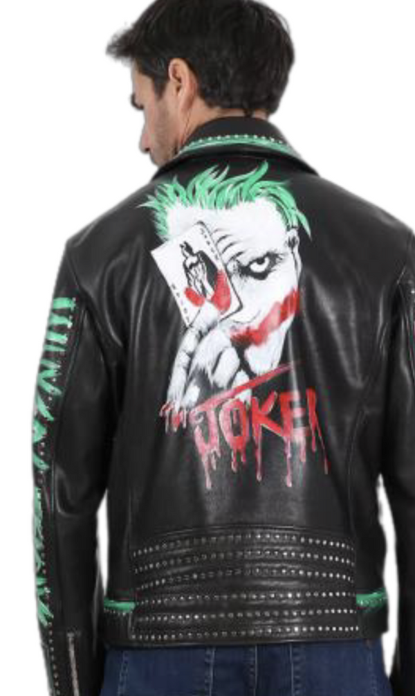 Man's Motorcycle Hand Painted "The Joker" Jacket